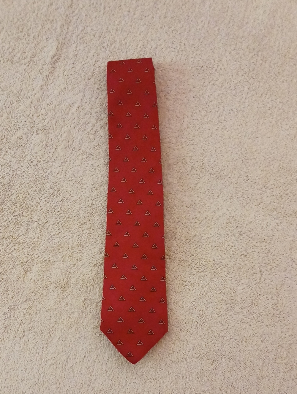 Men's Red Geometric Pattern Silk Tie